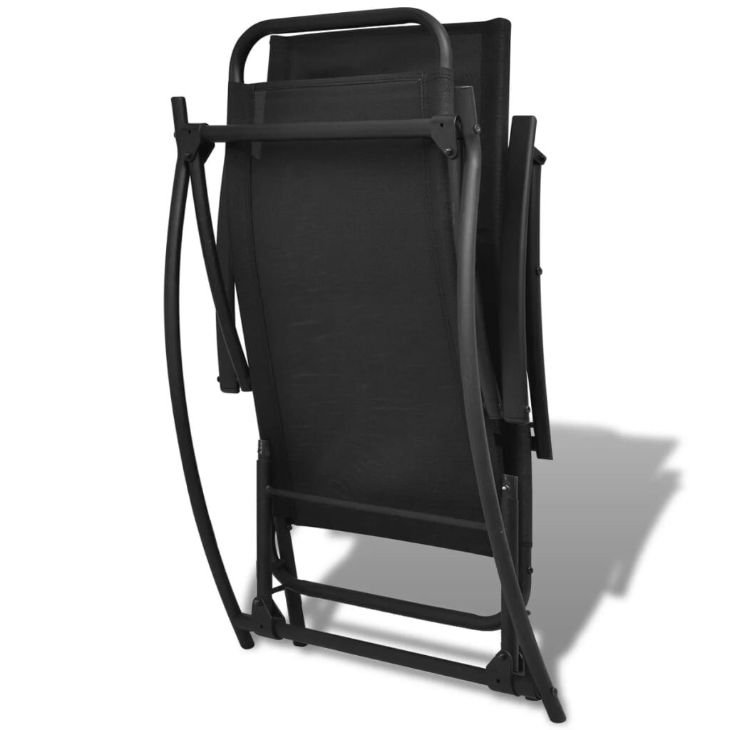 Dārza šūpuļkrēsls, tērauds un tekstilēns, melns